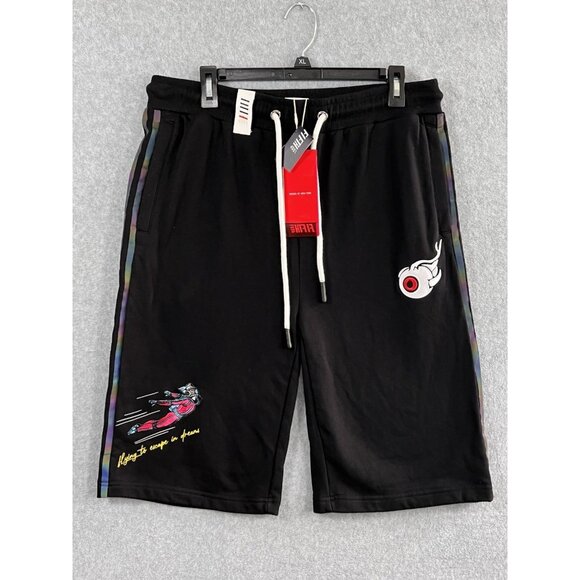 FIFTH LOOP Shorts Men Sz XL Balck hip hop skater pant flying to escape in dreams - Picture 1 of 11
